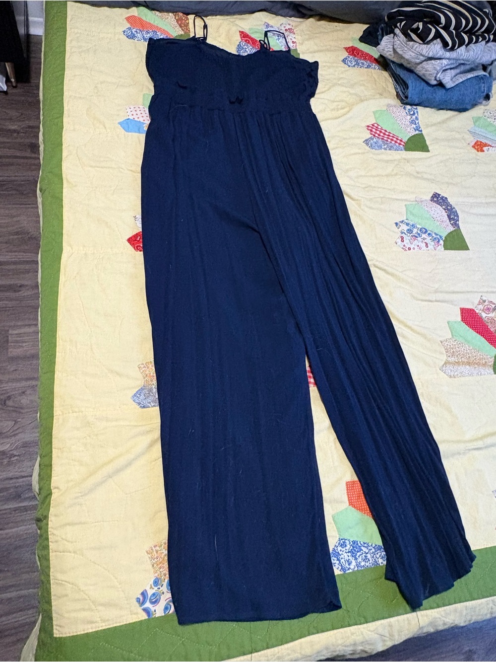 Maurices Navy Wide-Leg Strap Jumpsuit